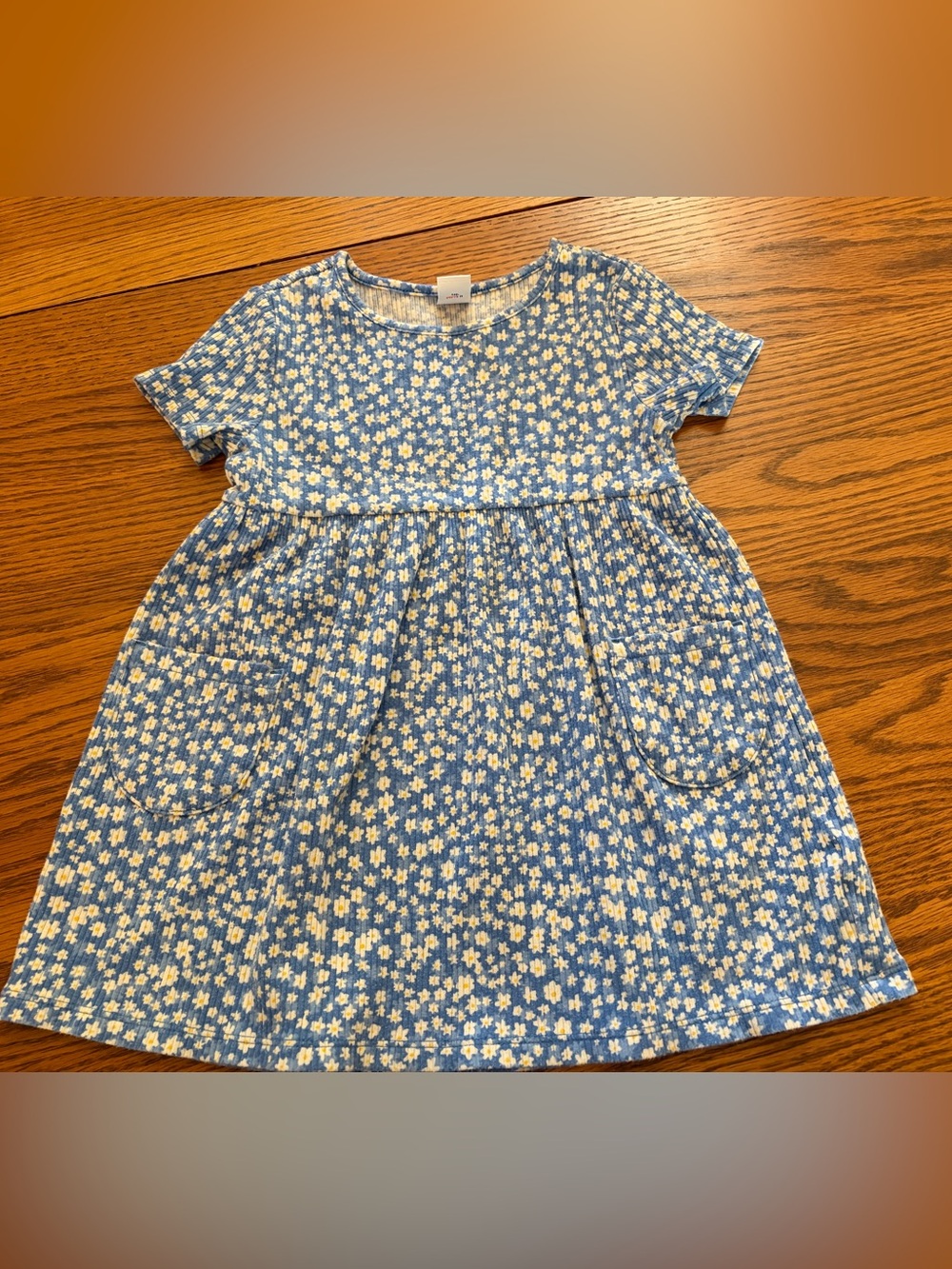 Old Navy Blue Floral Short-Sleeve Pocket Dress